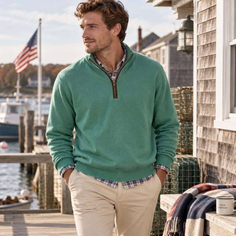 Vineyard Vines Pima Cotton Alpaca 1/4 Zip Mens Size XXL Elbow Patch Sweater